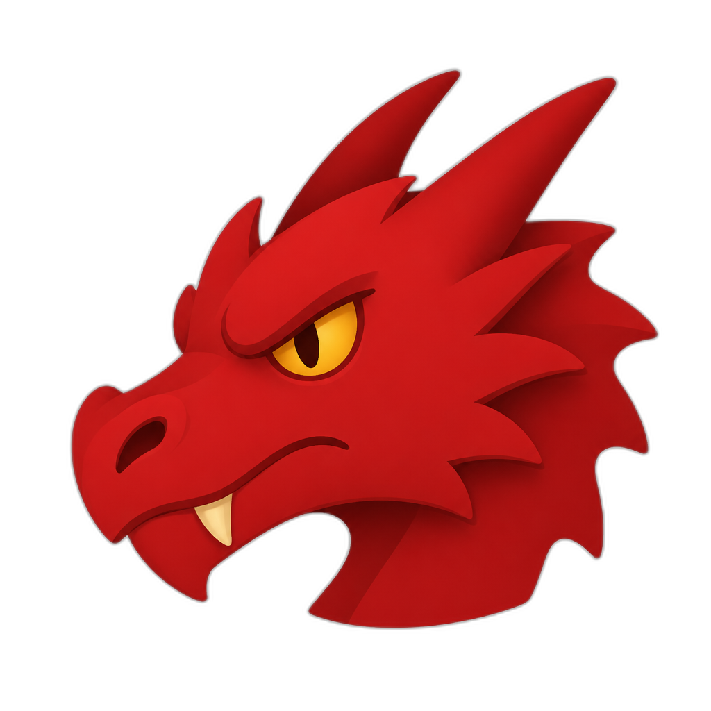 western red dragon head, evil gold eyes, flat thick minimal - AI generated emoji