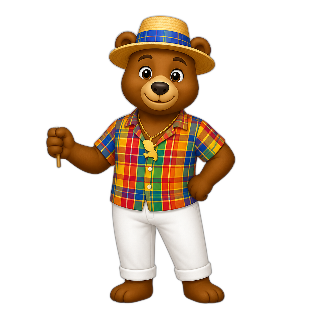 stereotypical Martinique anthro Bear, full body - AI generated emoji