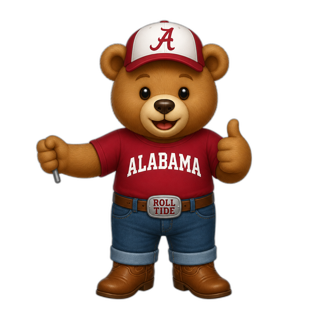 Create a Teddy bear who is a Alabamian, any fur color - AI generated emoji