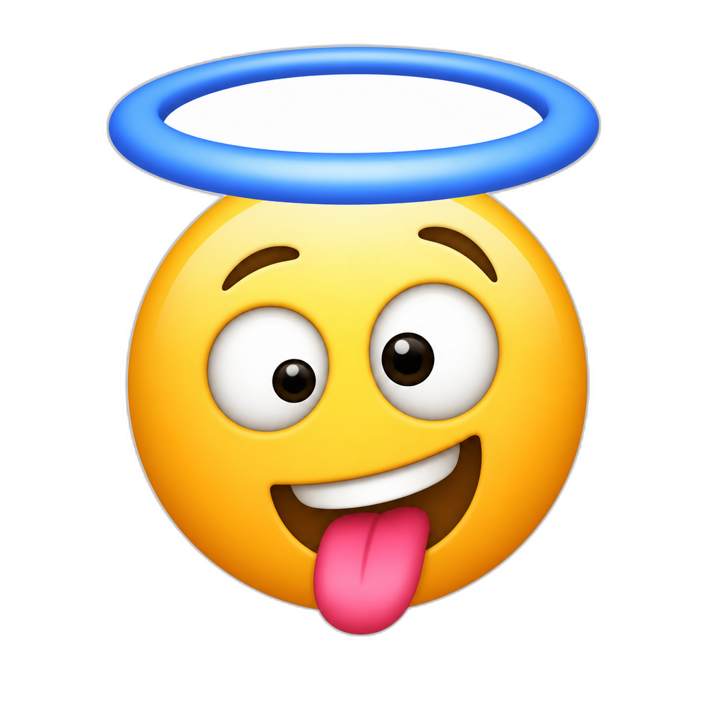 a funny emoji with big halo - AI generated emoji