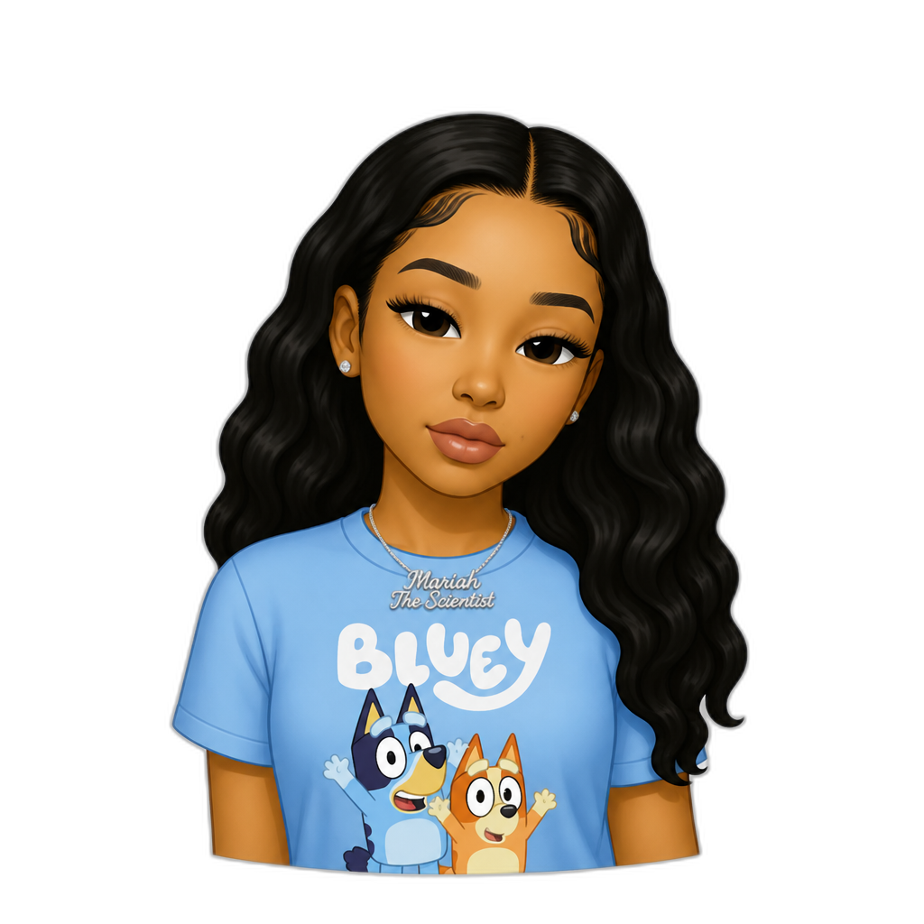 Mariah The Scientist in a Bluey shirt - AI generated emoji