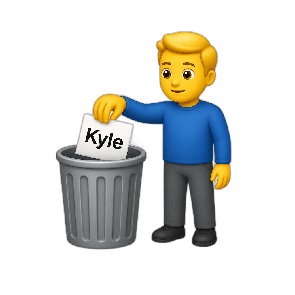 Generate emoji of putting "Kyle" in the bin - AI generated emoji
