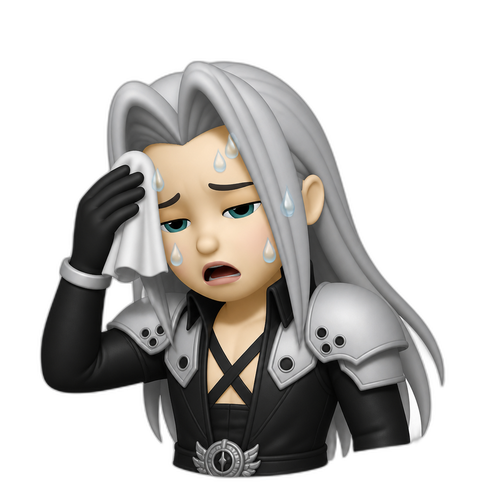 Sephiroth sweating in the heat - AI generated emoji
