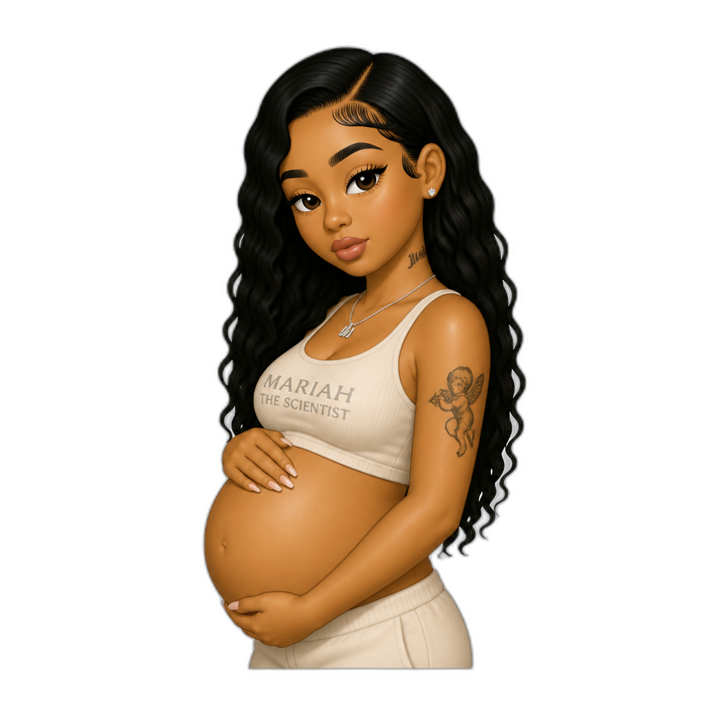 Mariah The Scientist pregnant in a crop top - AI generated emoji