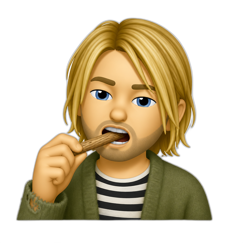 kurt cobaine eating wooden stick - AI generated emoji