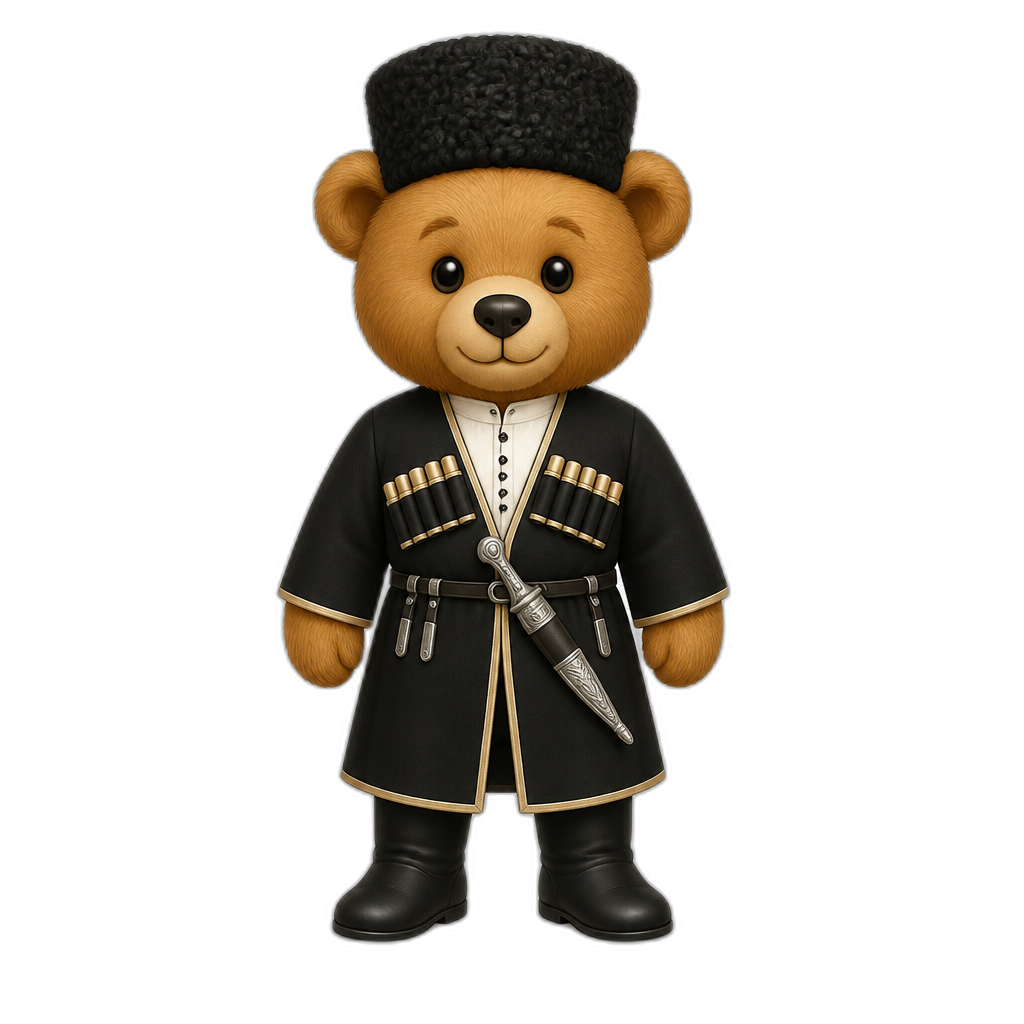Create a Standing Teddy bear who is a Adygea (any fur color) - AI generated emoji
