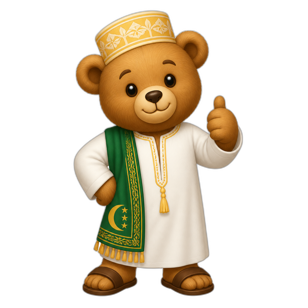 Create a any posing Teddy bear who is a stereotypical Anjouan. any fur color - AI generated emoji