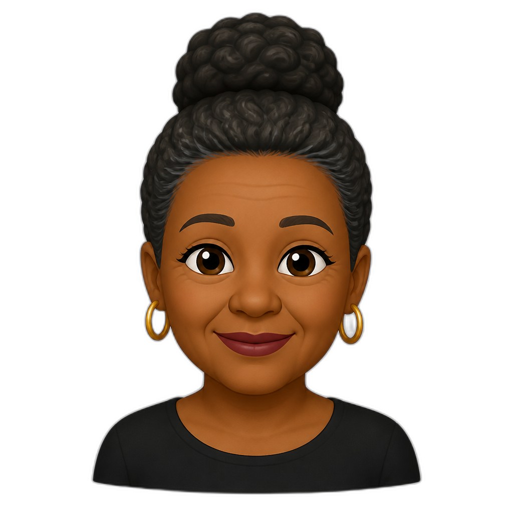 50-year-old African American Woman with hair in a bun - AI generated emoji