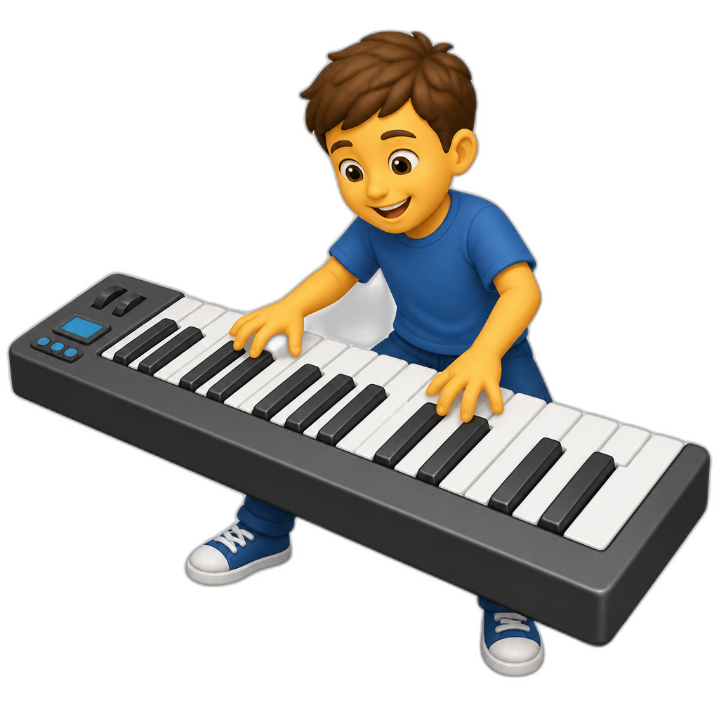 הילד משחק מקלדת ענקית - AI generated emoji
