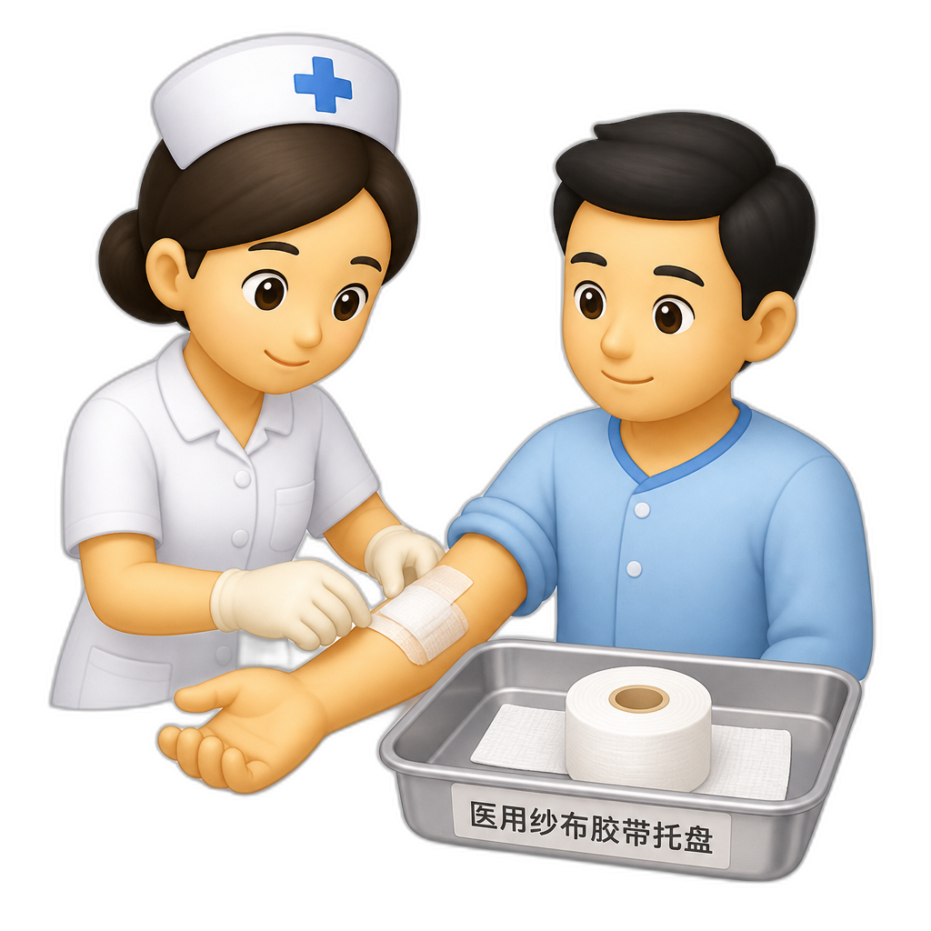医用纱布胶带托盘一个护理的场面 - AI generated emoji