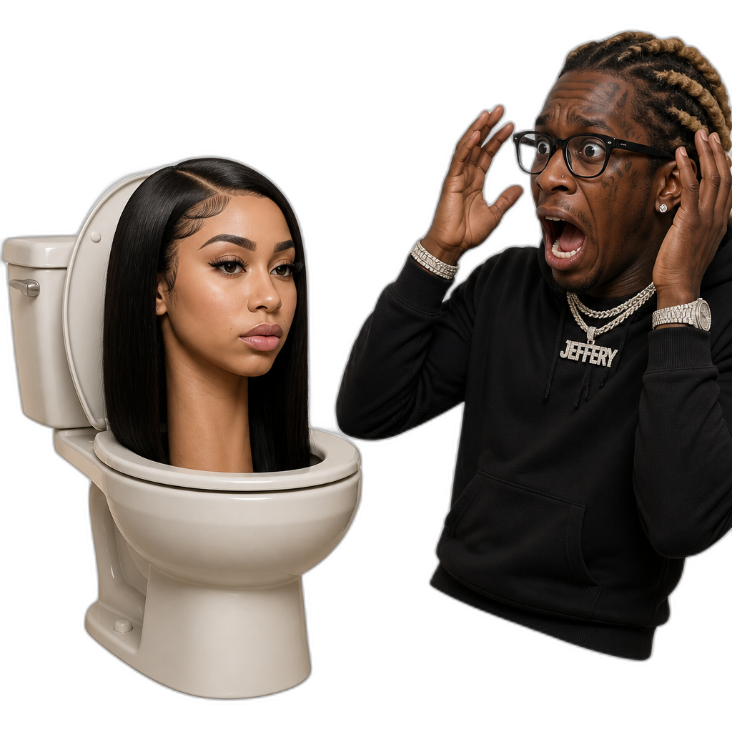 Mariah The Scientist as a Skibbidy Toilet, long straight hair, photorealistic, Young Thug freaking out - AI generated emoji