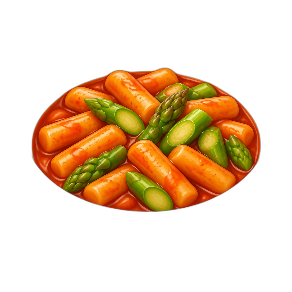 tteokbokki with sliced asparagus - AI generated emoji