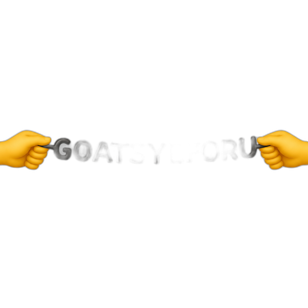 the letters G O A T S Y E F O R U with two hands on opposite sides pulling it - AI generated emoji