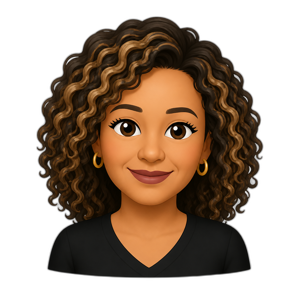 40-year-old mixed women with curly hair with highlights - AI generated emoji