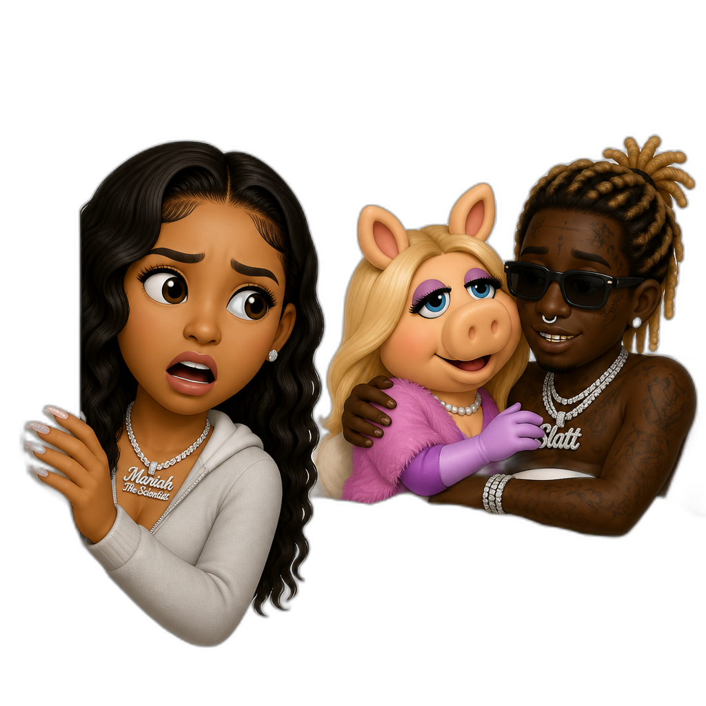Mariah The Scientist catching Young Thug cheating on her with Miss Piggy - AI generated emoji