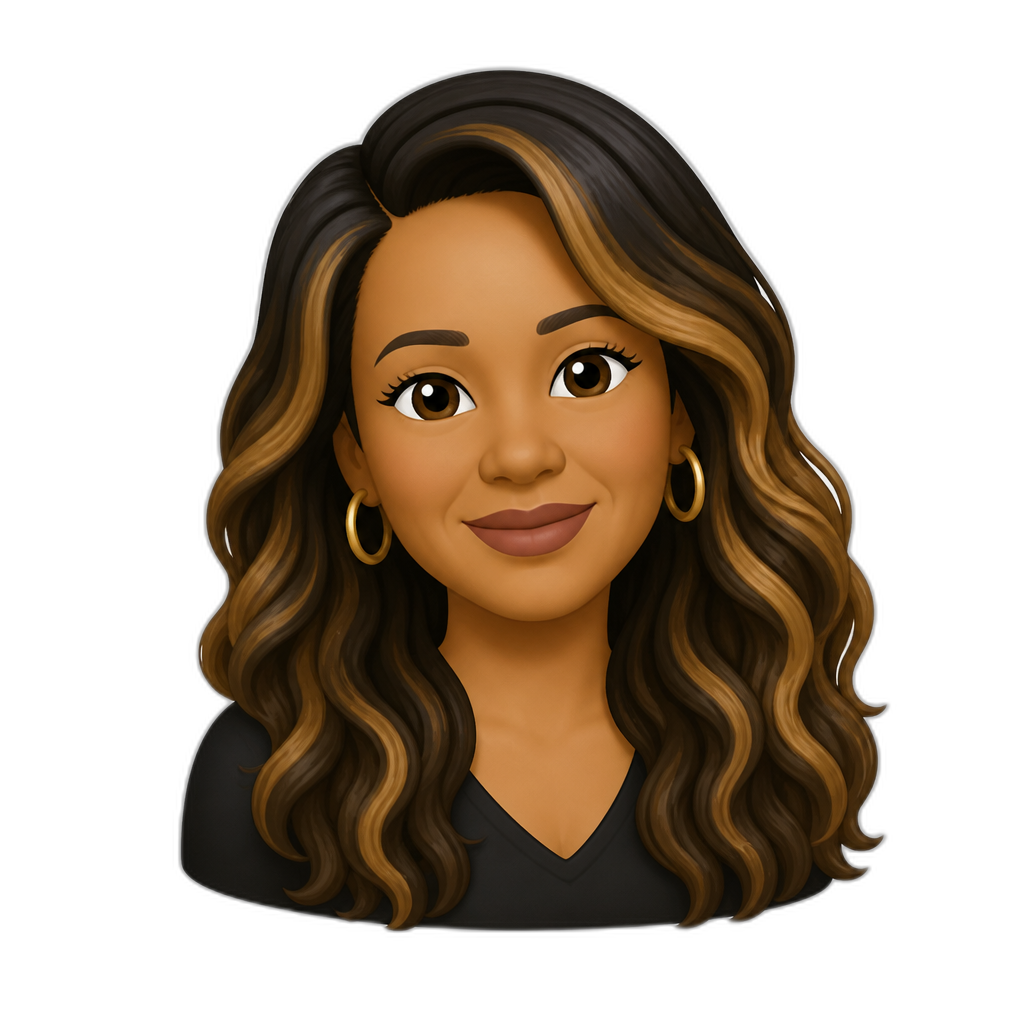 40 year old light-skinned black women with long wavy hair with highlights - AI generated emoji