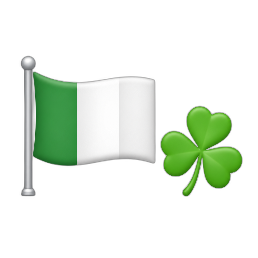 country flag green white white three-leaf clover - AI generated emoji