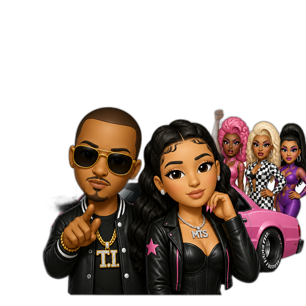T.I. and Mariah The Scientist, "Let 'Em Know" remix music video, drag race themed - AI generated emoji