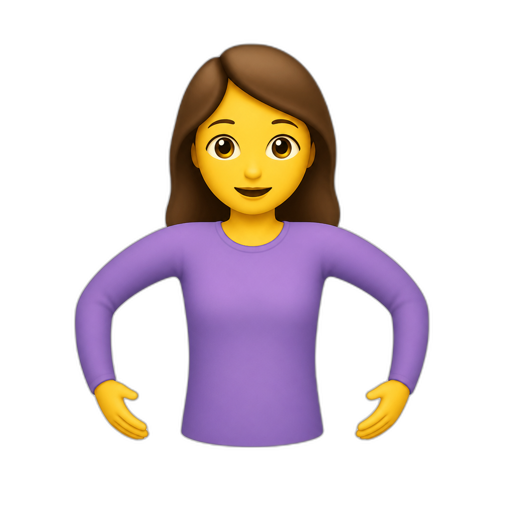 elbows pointing outward from the body, hands not holding waist, arms sort of creating a half circle shape - AI generated emoji