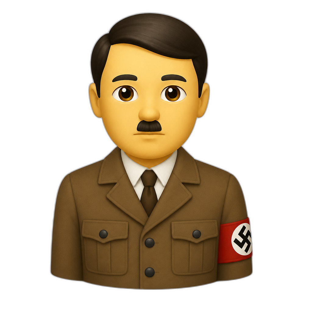 man with small toothbrush mustache brown closed jacket and red armband - AI generated emoji