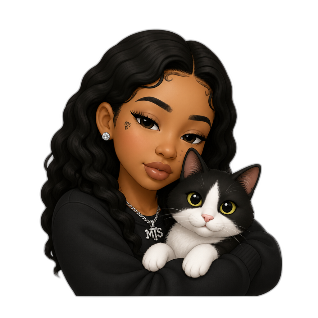 Mariah The Scientist with her cat - AI generated emoji