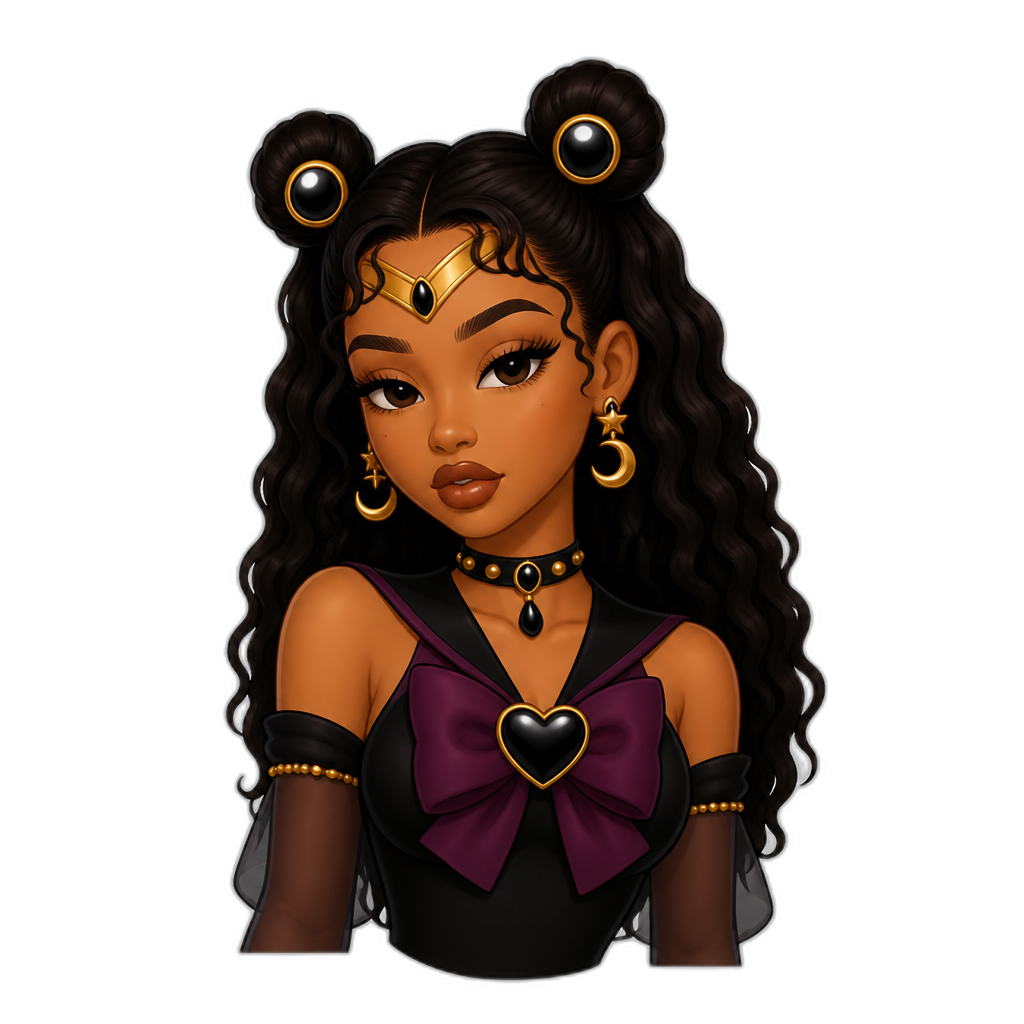 Mariah The Scientist fused with Black Lady from Sailor Moon - AI generated emoji