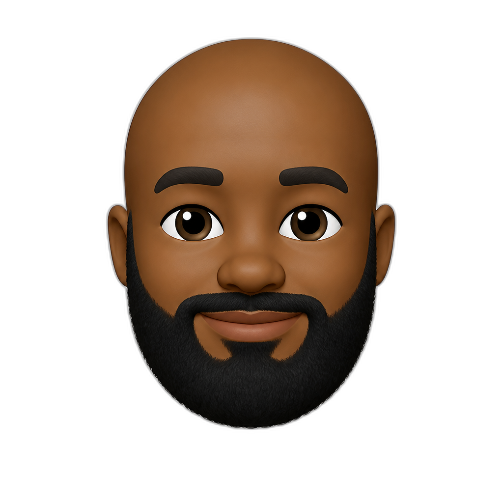 40-year-old Black Male with bald head and full beard - AI generated emoji