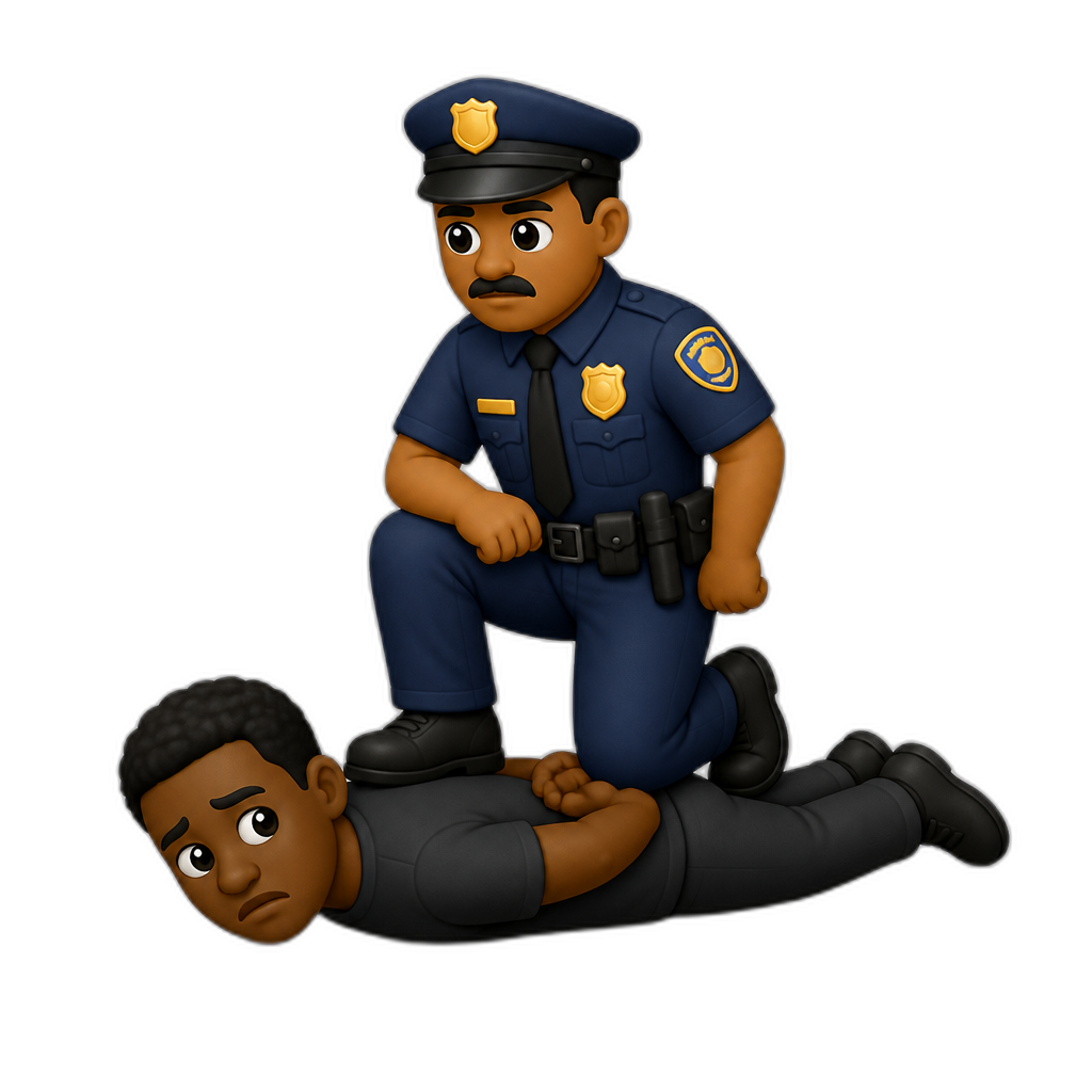 an african man laying on the ground with a police officer resting his knee slightly above him - AI generated emoji
