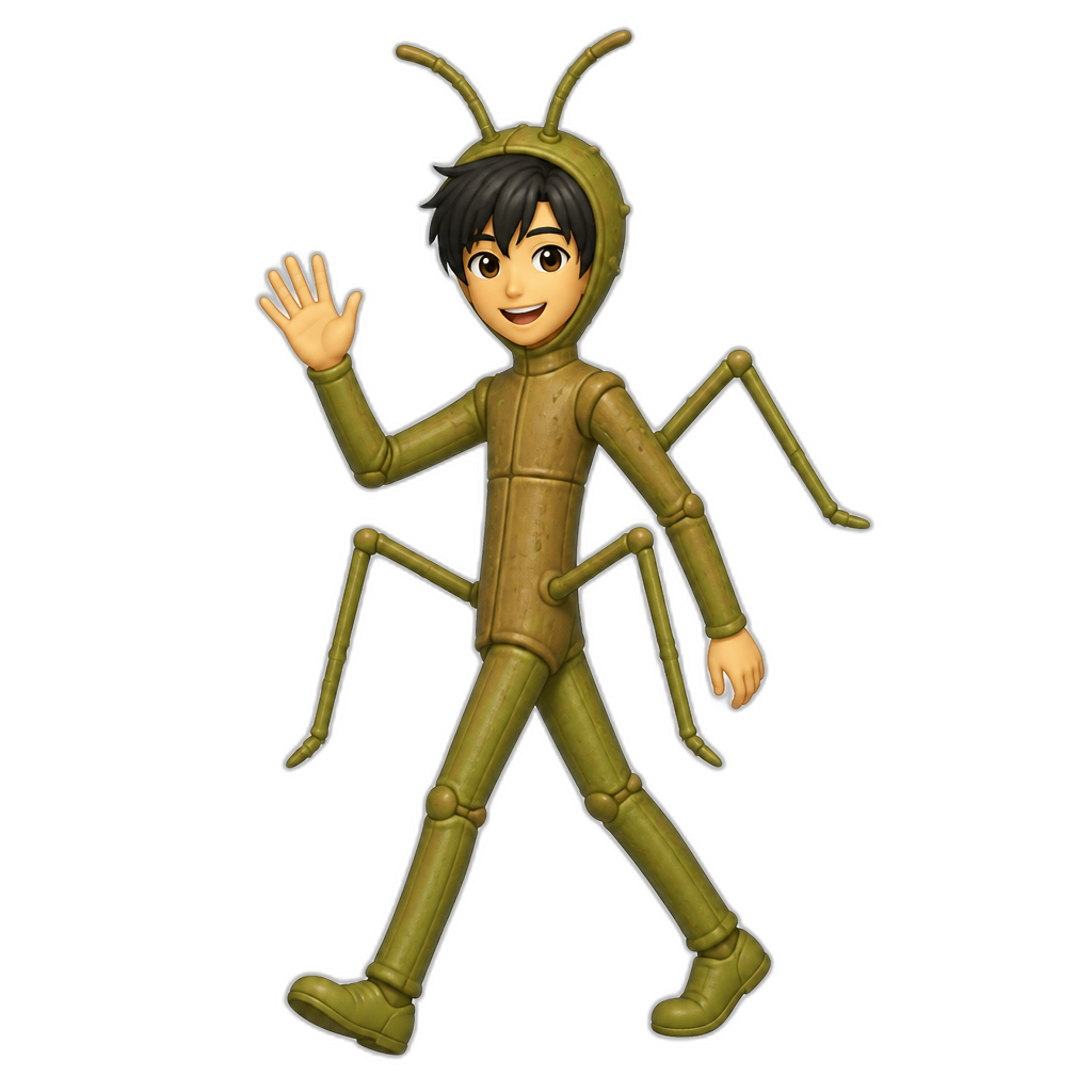 Anime man dressed as a walking stick insect - AI generated emoji