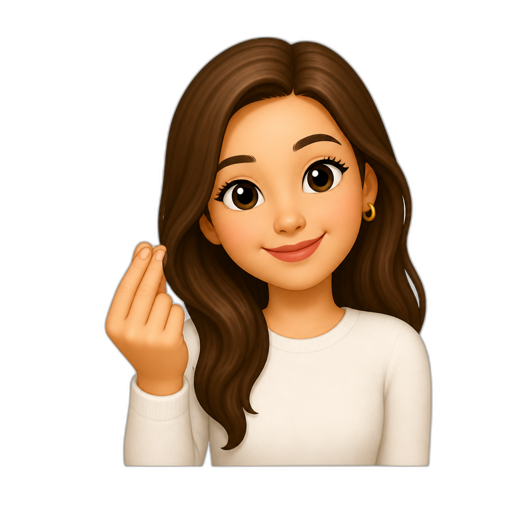 Pretty girl with one hand with the thumb and the next one together - AI generated emoji