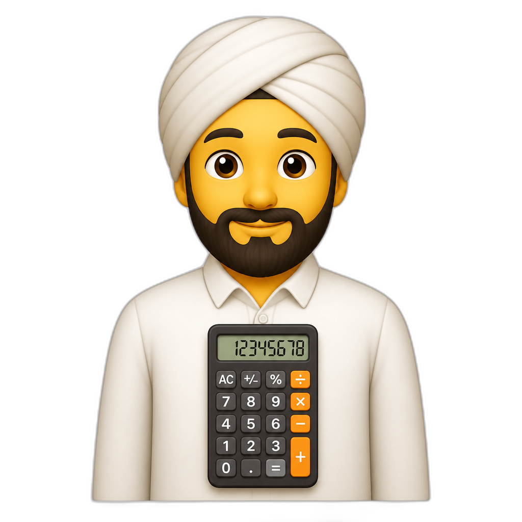 a man in a turban with a calculator on his chest - AI generated emoji