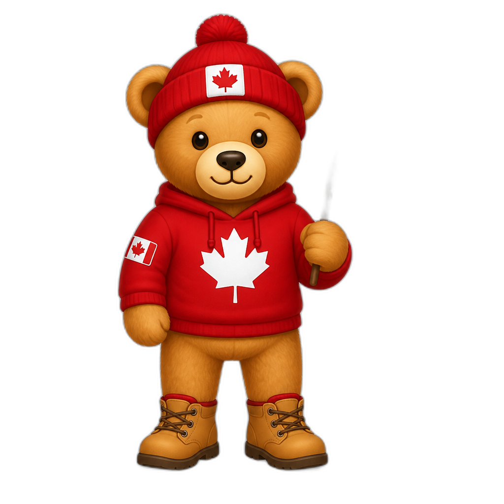 Create a standing Teddy bear who is a Canadian. FULL body - AI generated emoji