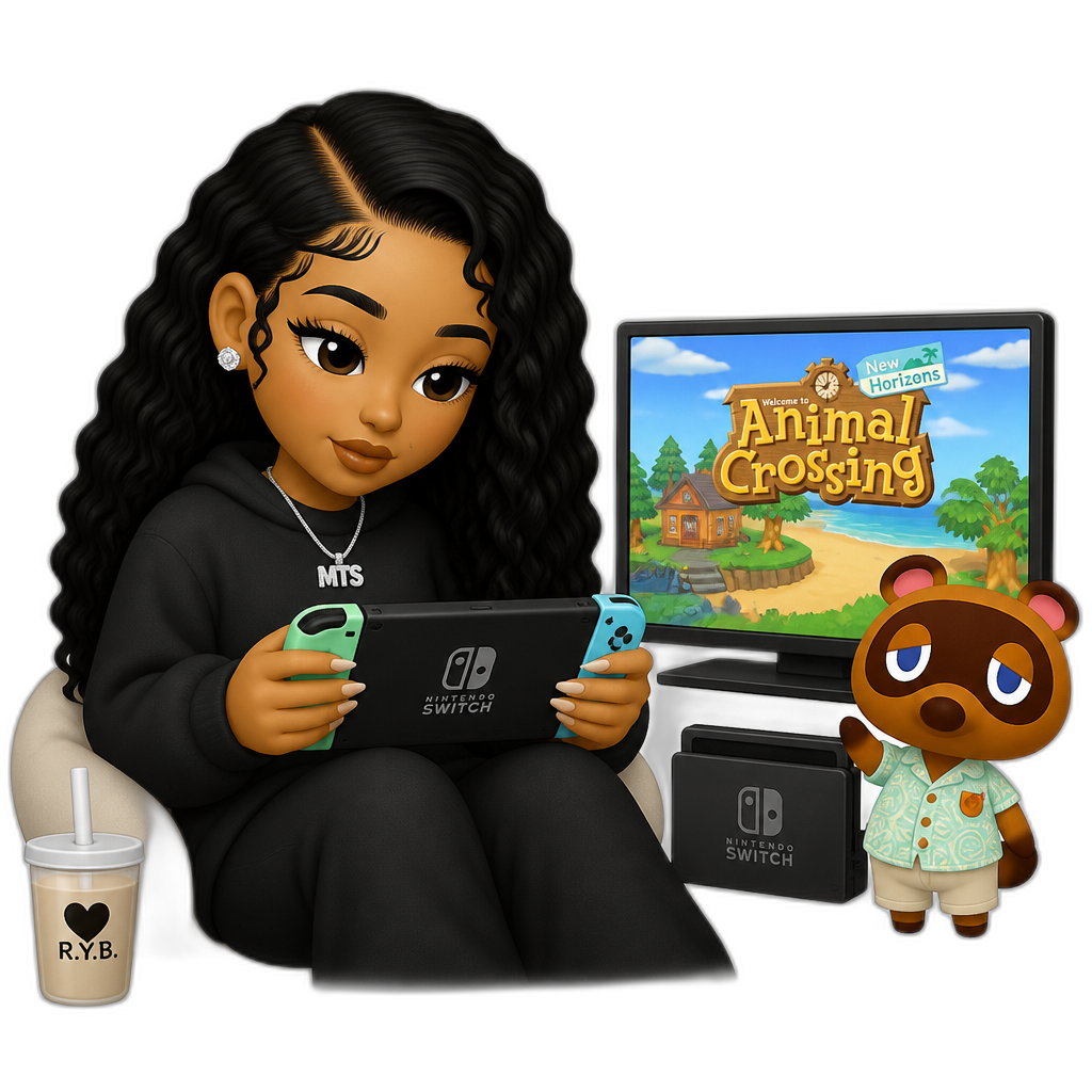 Mariah The Scientist playing Animal Crossing - AI generated emoji