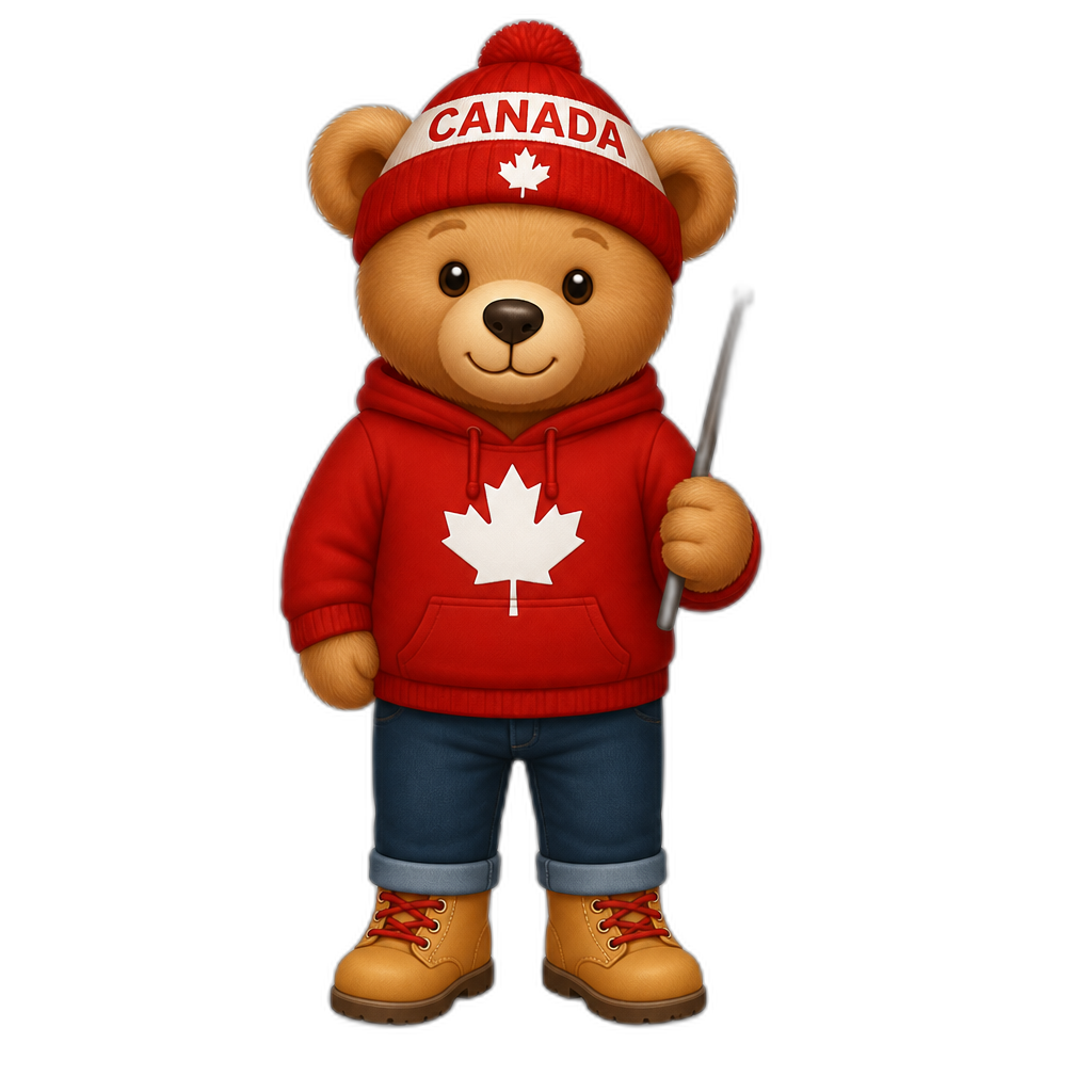 Create a standing Teddy bear who is a Canadian. FULL body - AI generated emoji