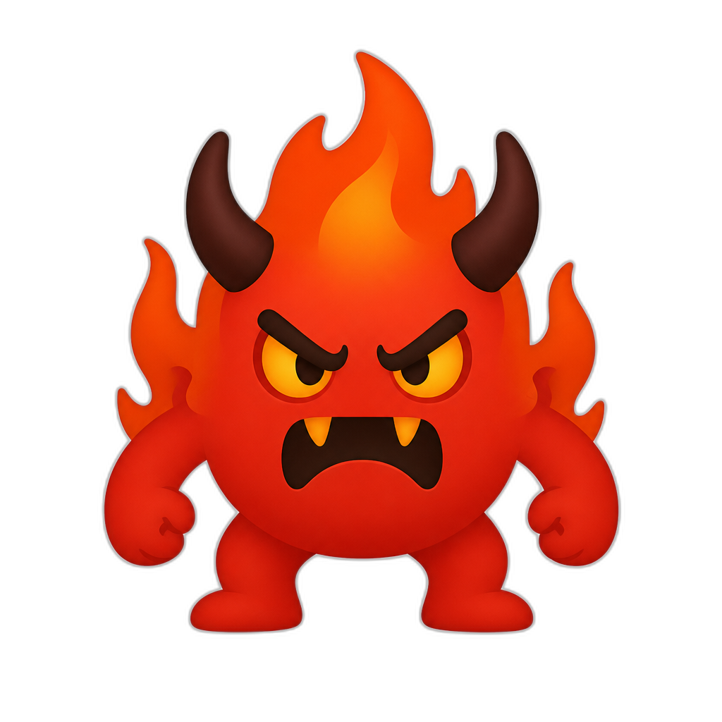 fire demon, flt thick minimal style - AI generated emoji