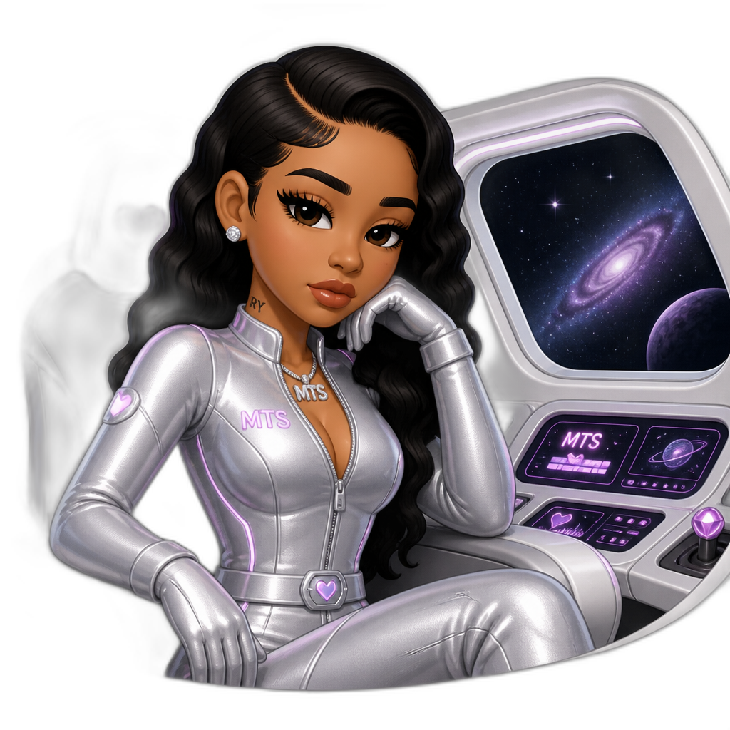Mariah The Scientist as a futuristic babe, futuristic theme, in a galactic spaceship - AI generated emoji