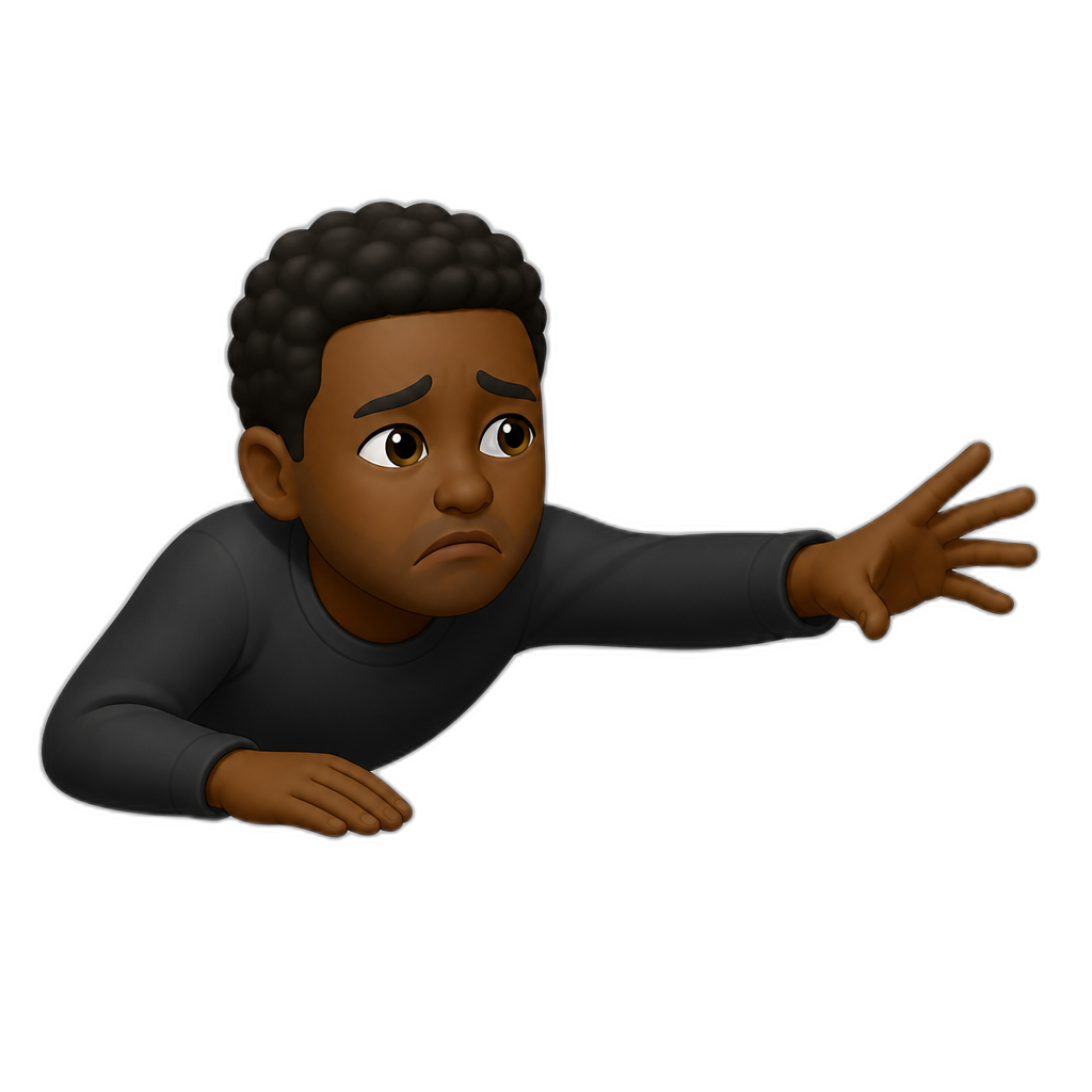 a black man sadly trying to reach to the right of him - AI generated emoji