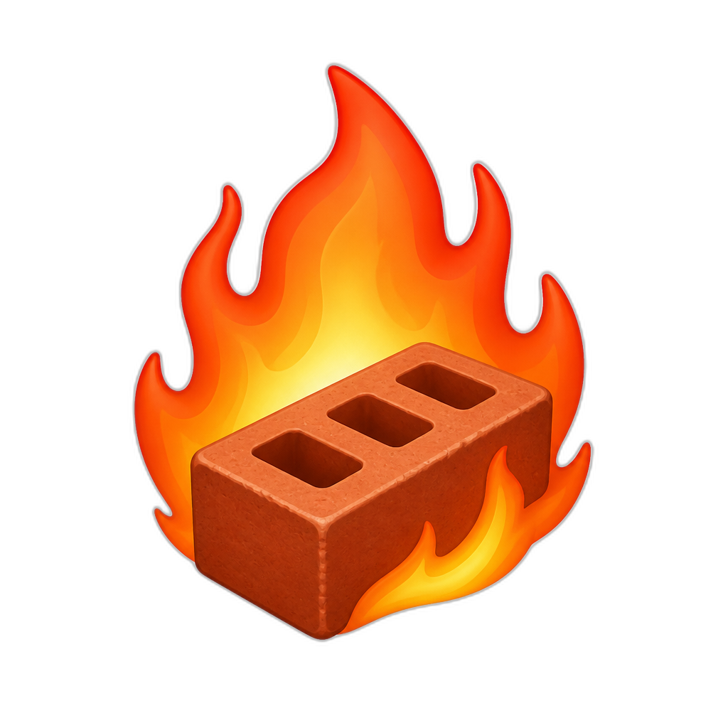brick on fire - AI generated emoji