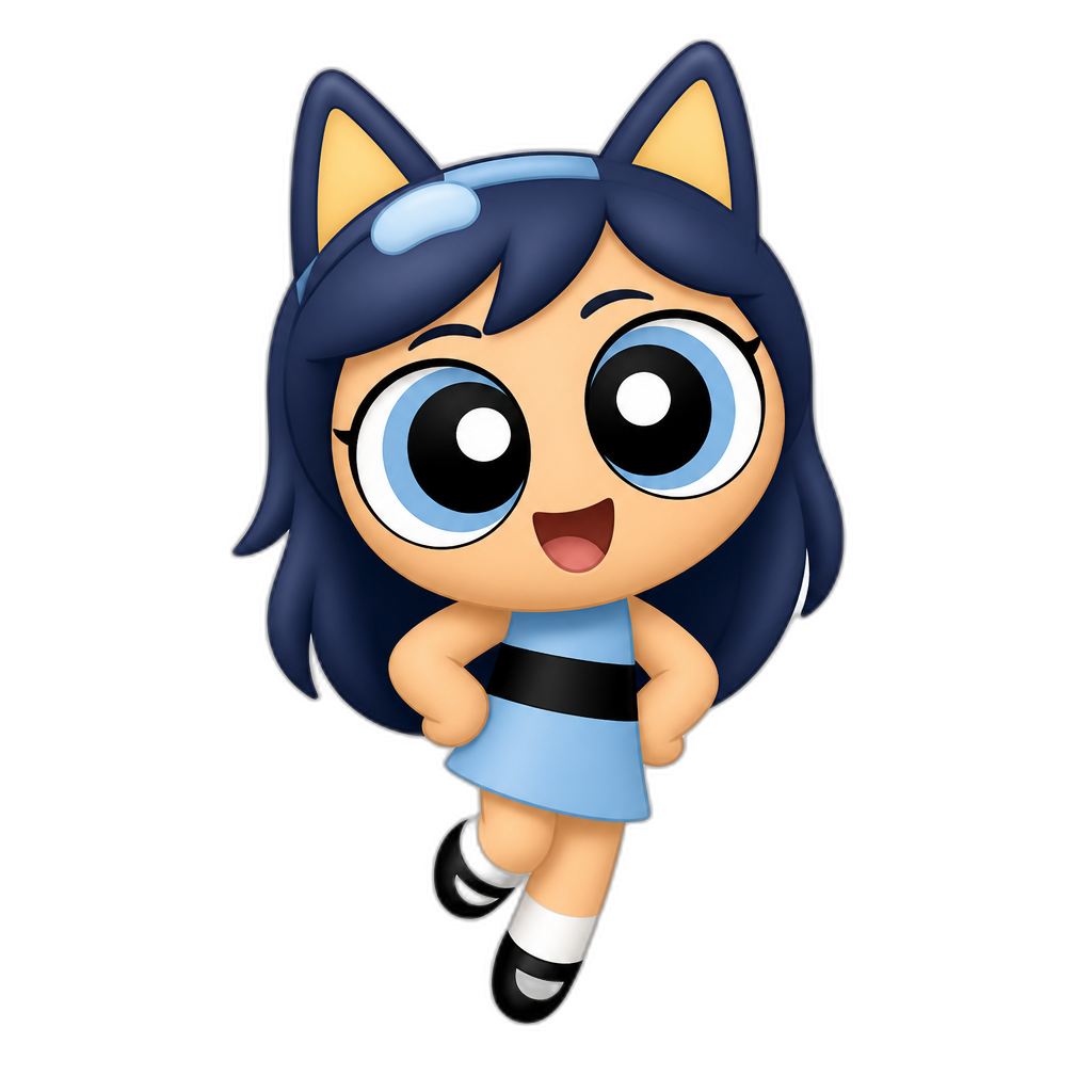 Bluey as a Powerpuff Girl, human - AI generated emoji