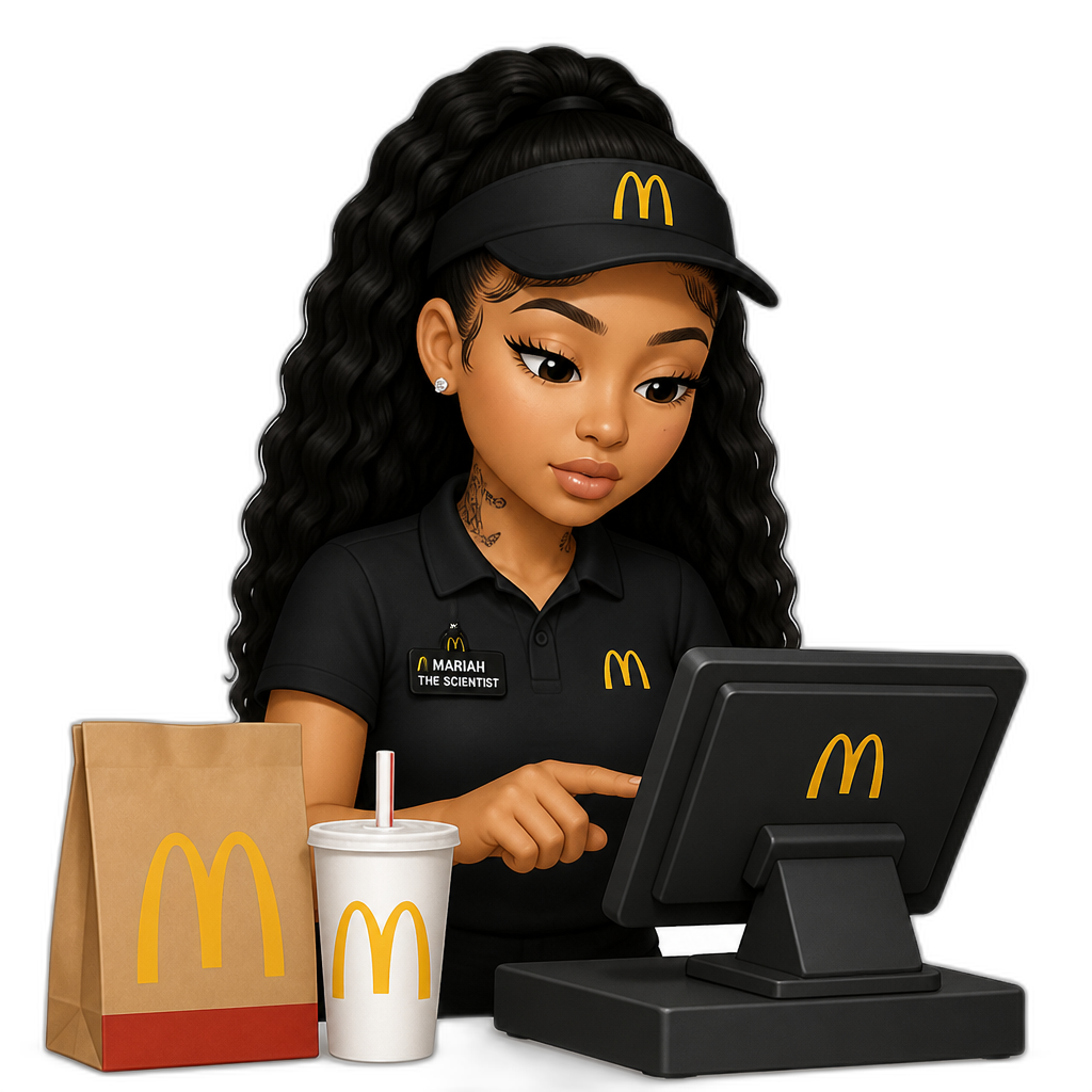 Mariah The Scientist working at McDonald's - AI generated emoji