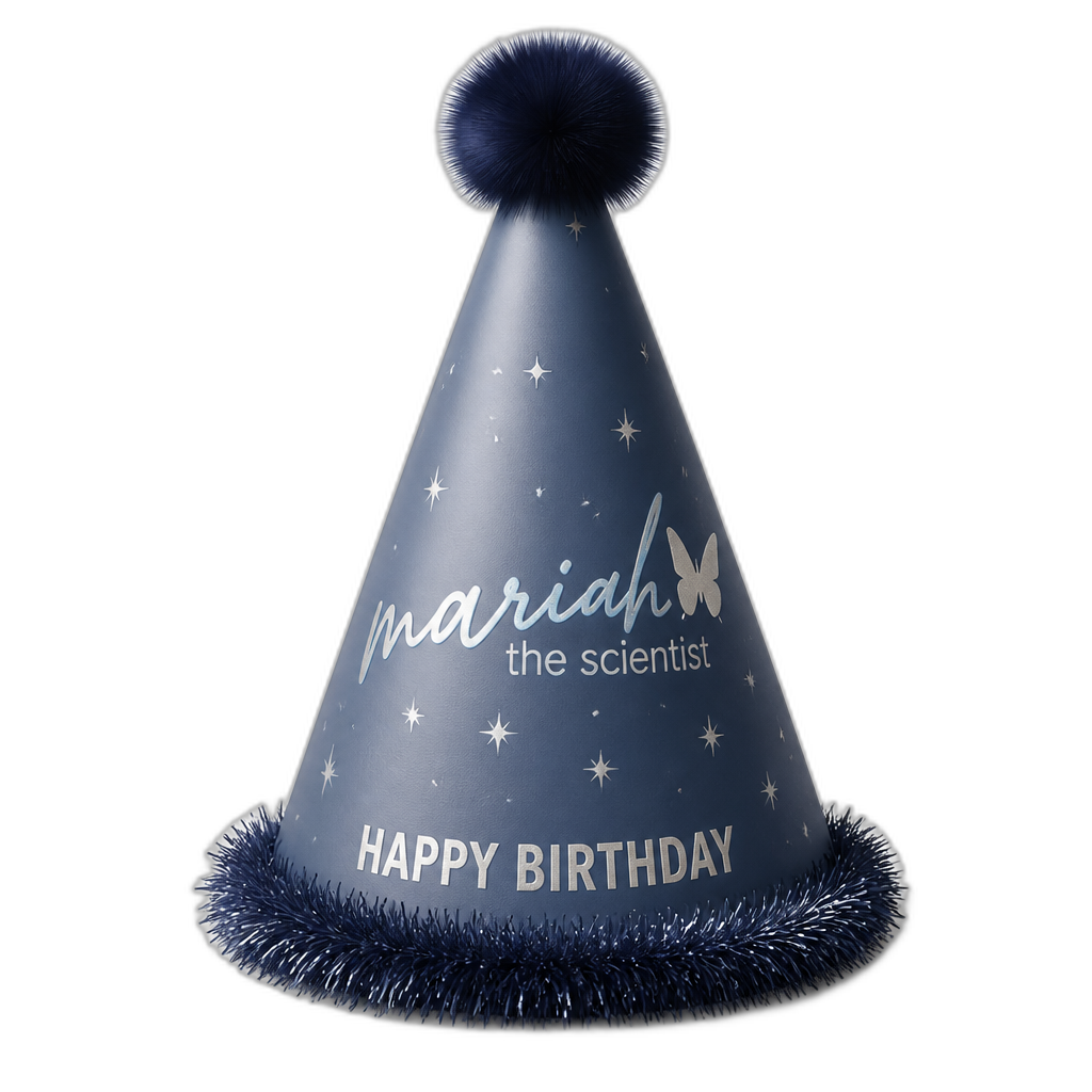 Mariah The Scientist birthday hat, realistic - AI generated emoji