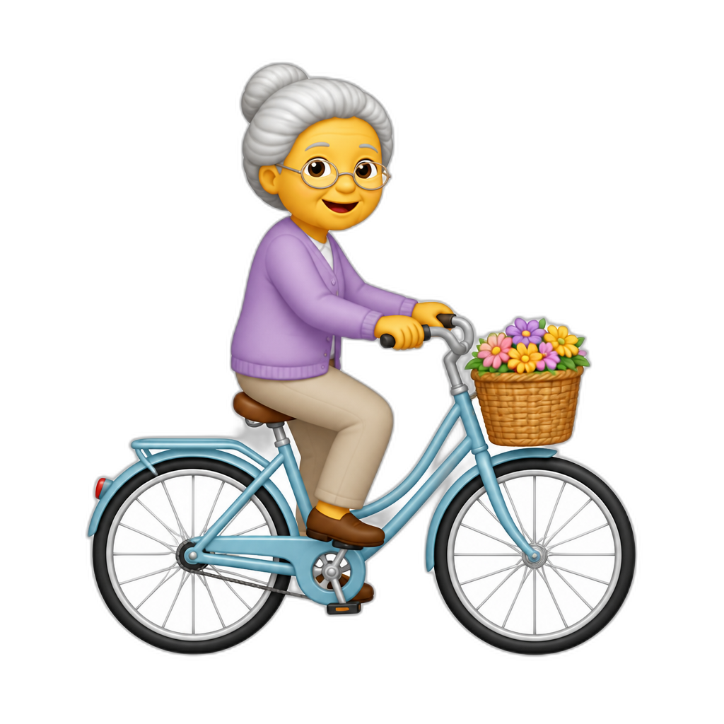 grandmother riding a bicycle with a basket - AI generated emoji