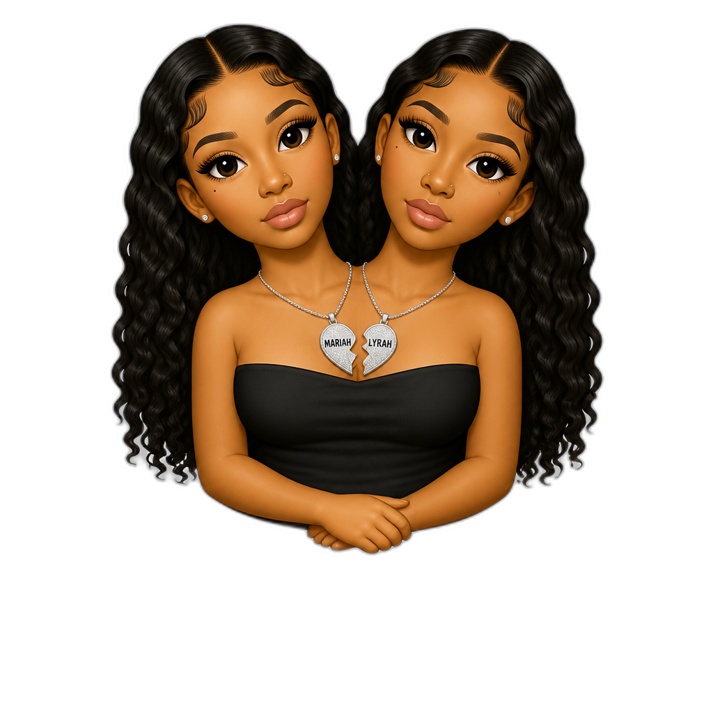 Mariah The Scientist (if she had a conjoined twin), Mariah and Lyrah Buckles, two headed twins - AI generated emoji
