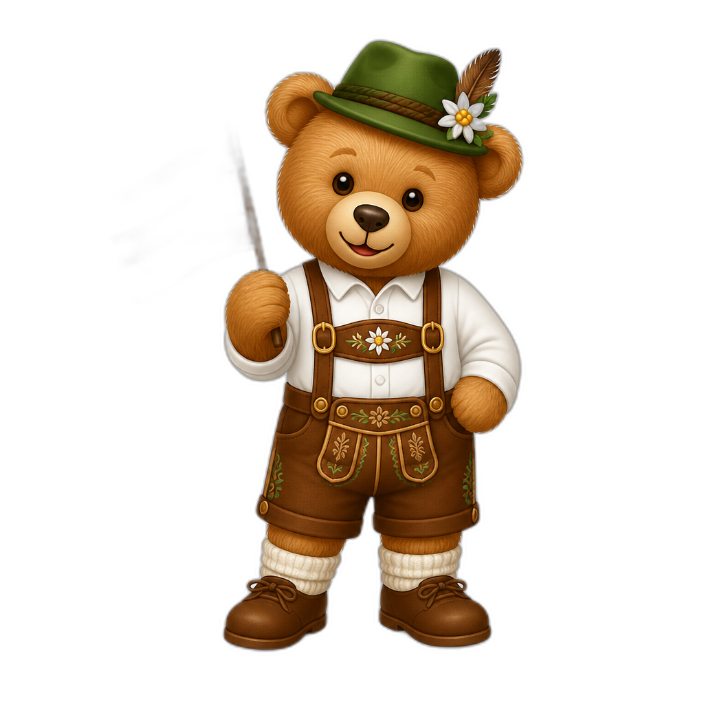 Create a any posing Teddy bear who is a stereotypical Austria. any fur color - AI generated emoji