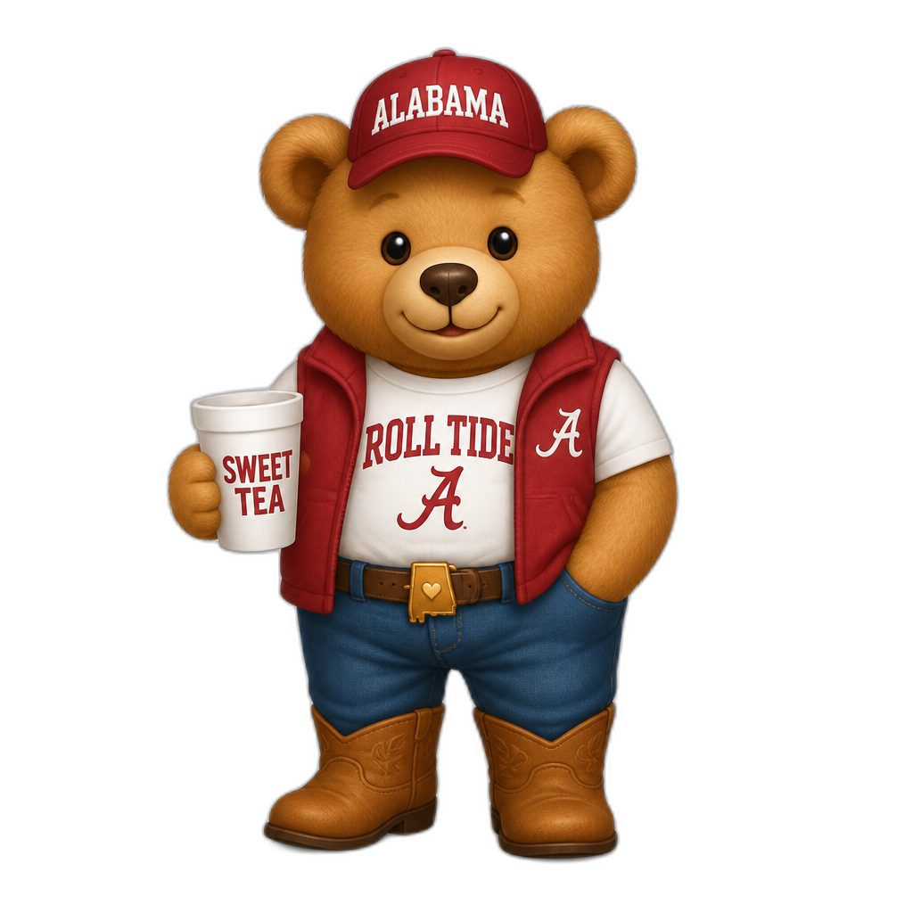 Create a Teddy bear who is a Alabamian - AI generated emoji
