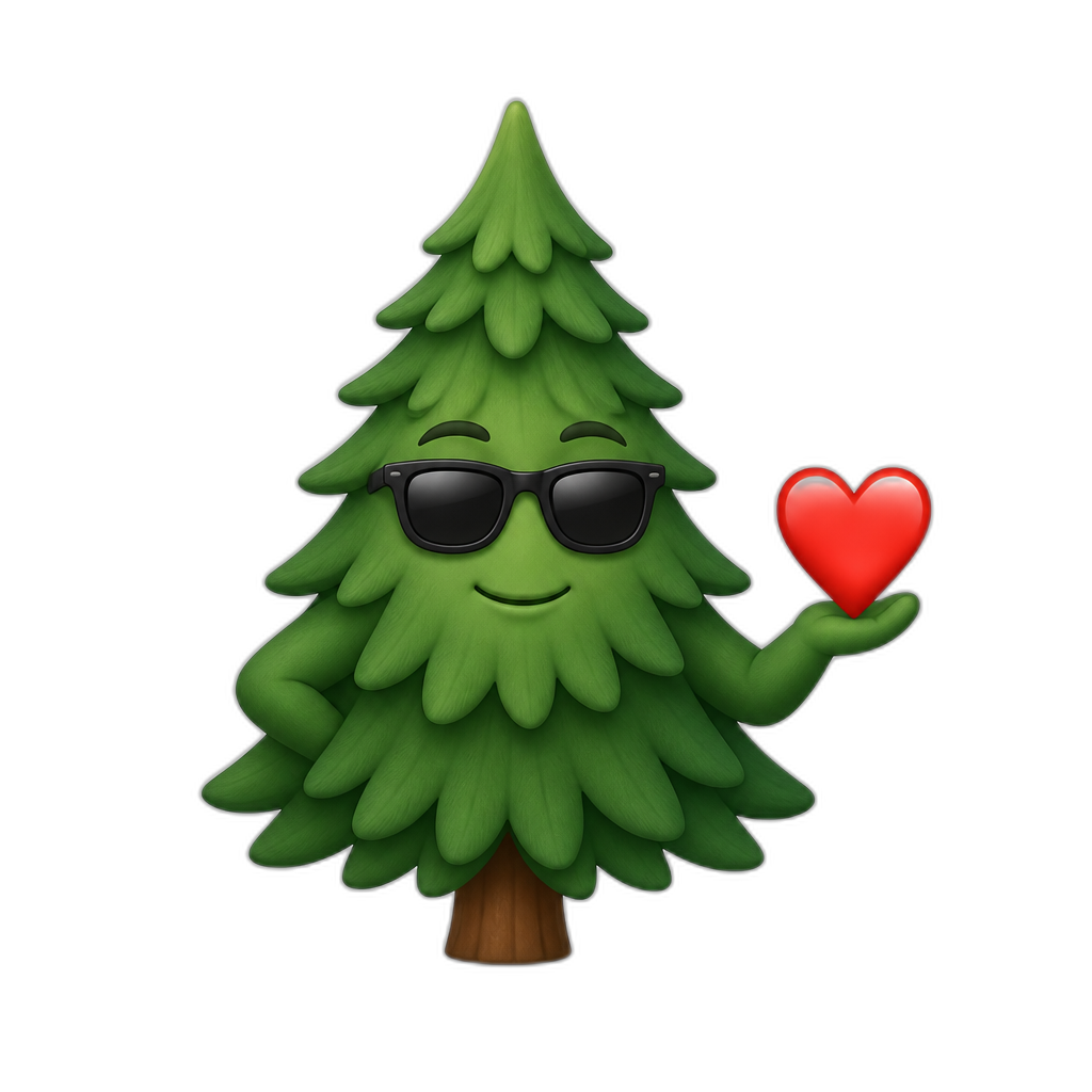 an evergreen tree that loves you, but is cool about it - AI generated emoji