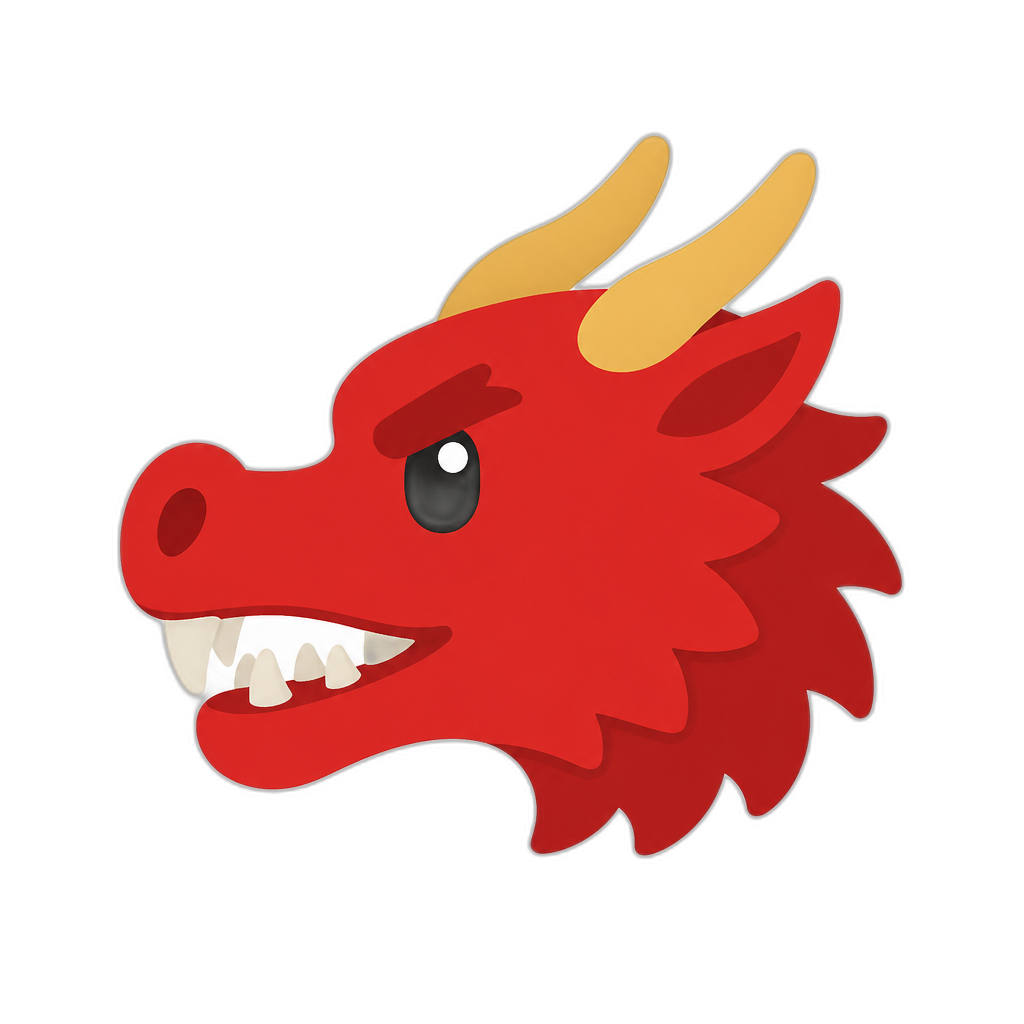 red dragon head, flat thick minimal style - AI generated emoji