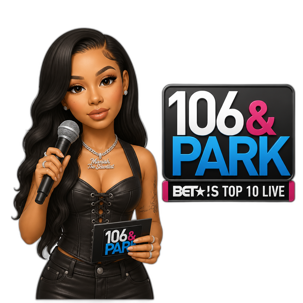 Mariah The Scientist hosting 106 & Park: BET's Top 10 Live, realistic - AI generated emoji
