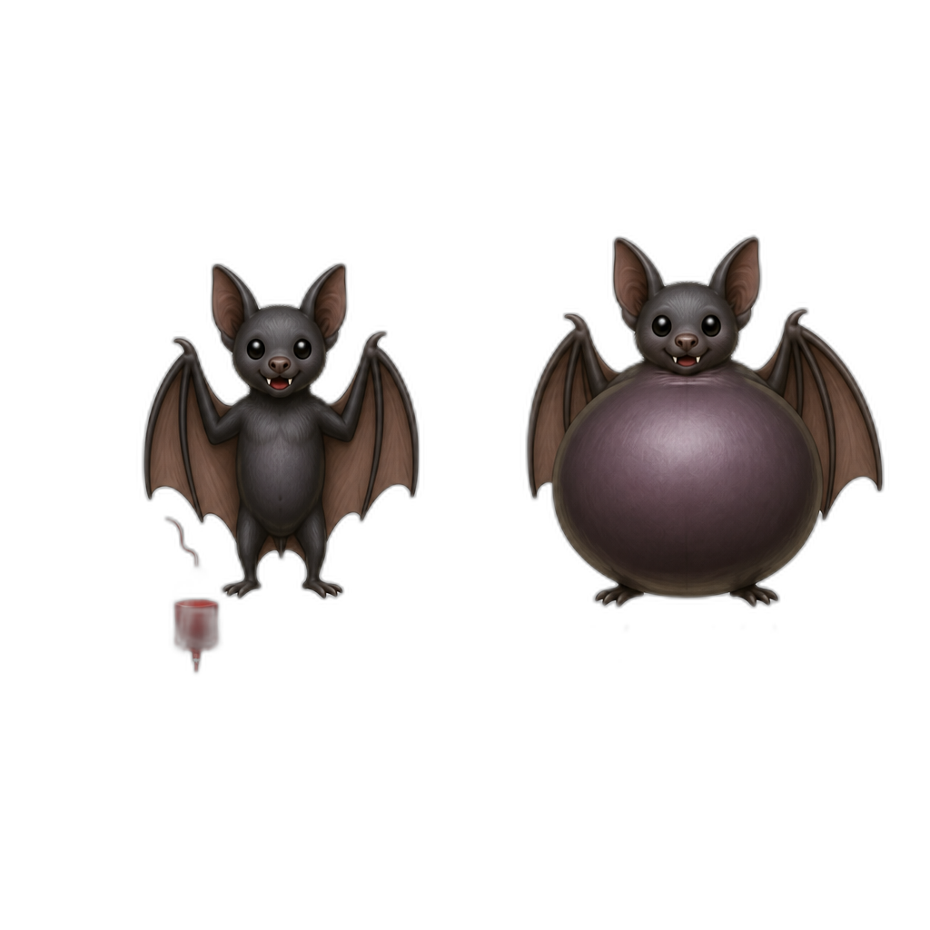 Vampire bats stomach inflates after drinking 354 pounds of cow blood - AI generated emoji