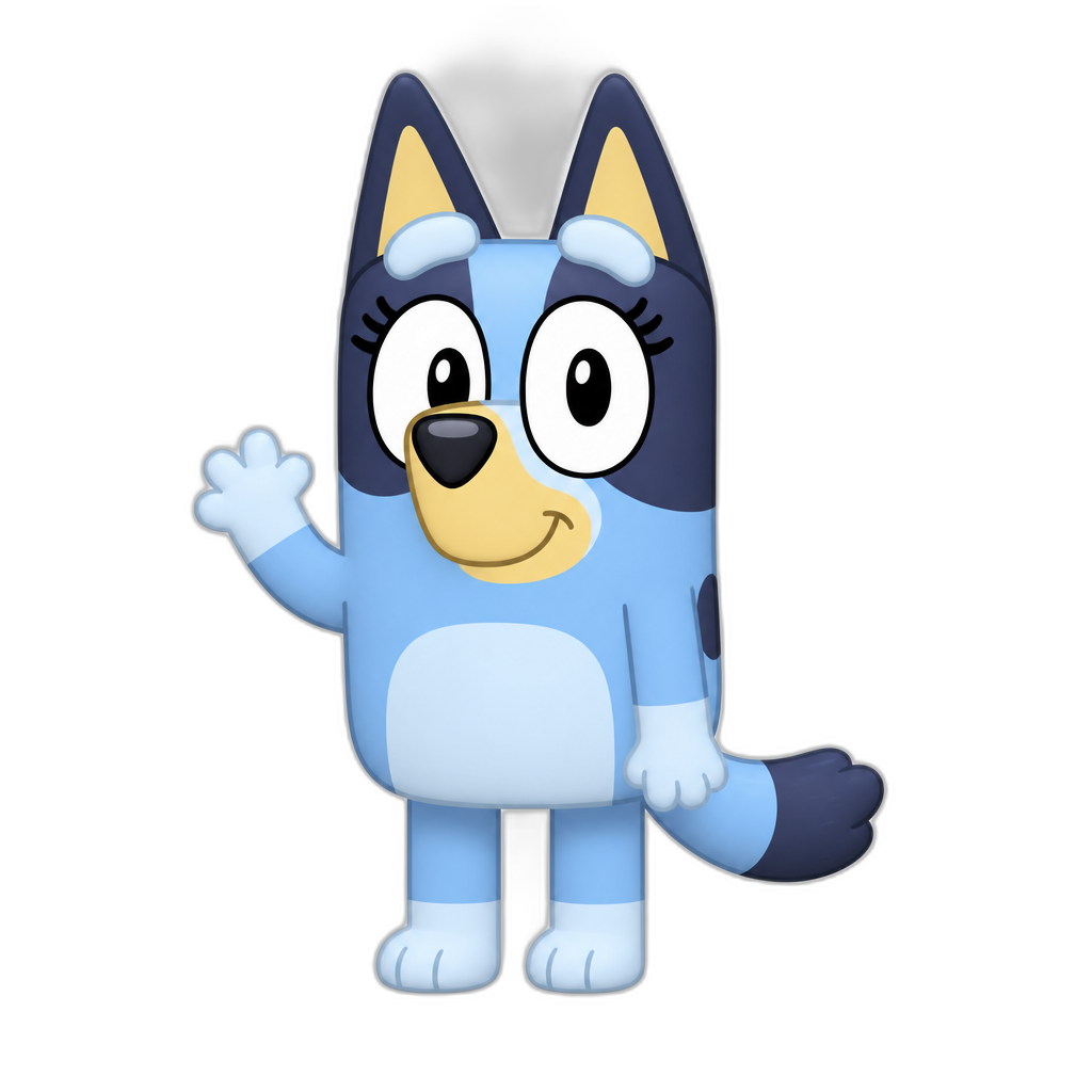 Bluey with eyelashes - AI generated emoji